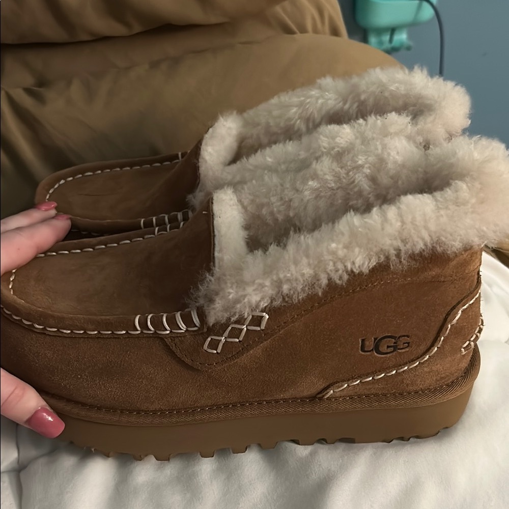 UGG Tan Shearling Lined Moccasins